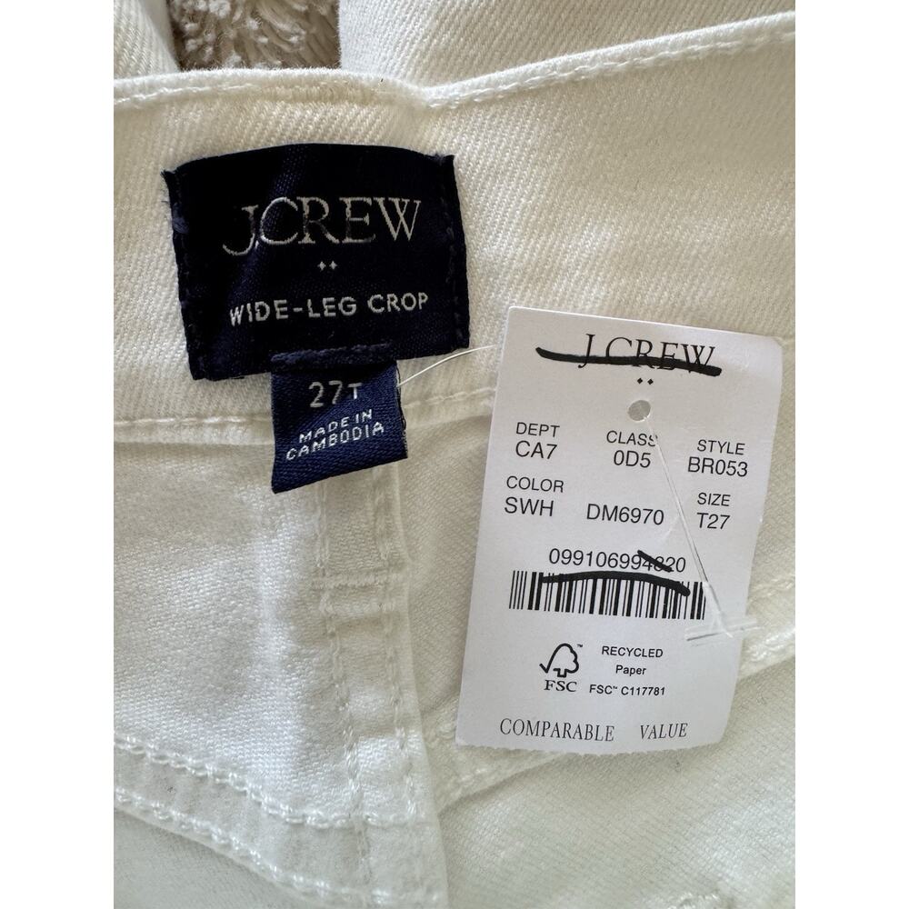 NWD J. Crew White Wide Leg Cropped Jeans Women’s Size 27 Tall All Day Stretch - Picture 11 of 12